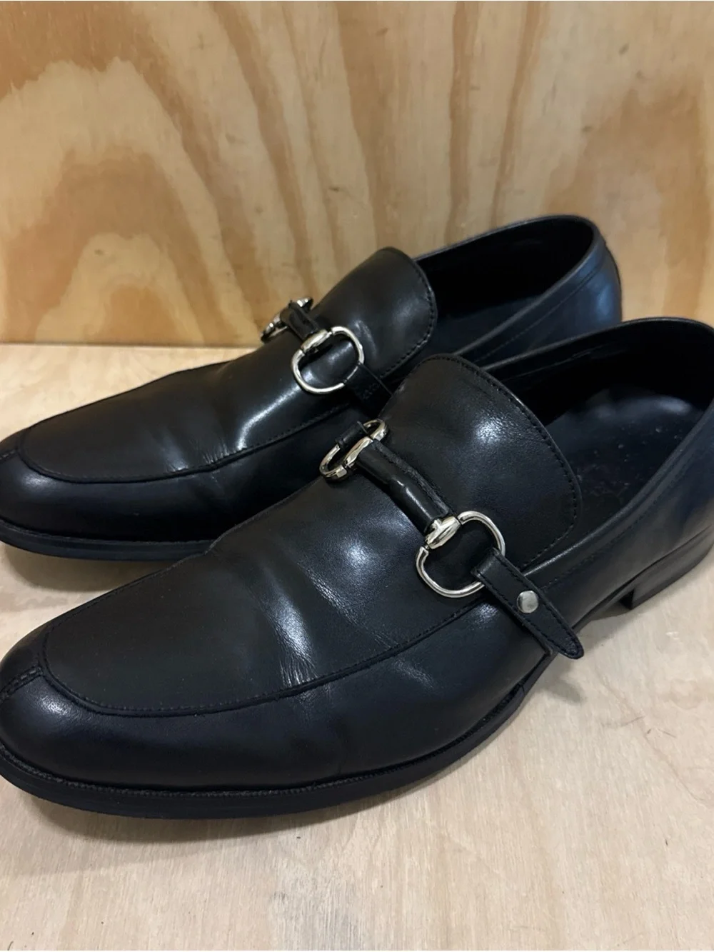 Gucci Horsebit Accent Black Leather Dress Loafers Men's Size 11 1/2
